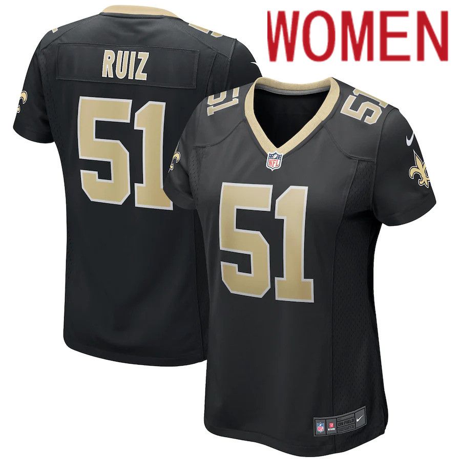 Women New Orleans Saints #51 Cesar Ruiz Nike Black Game NFL Jersey->women nfl jersey->Women Jersey